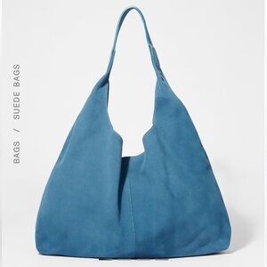 & Other Stories Blue Suede Tote Bag